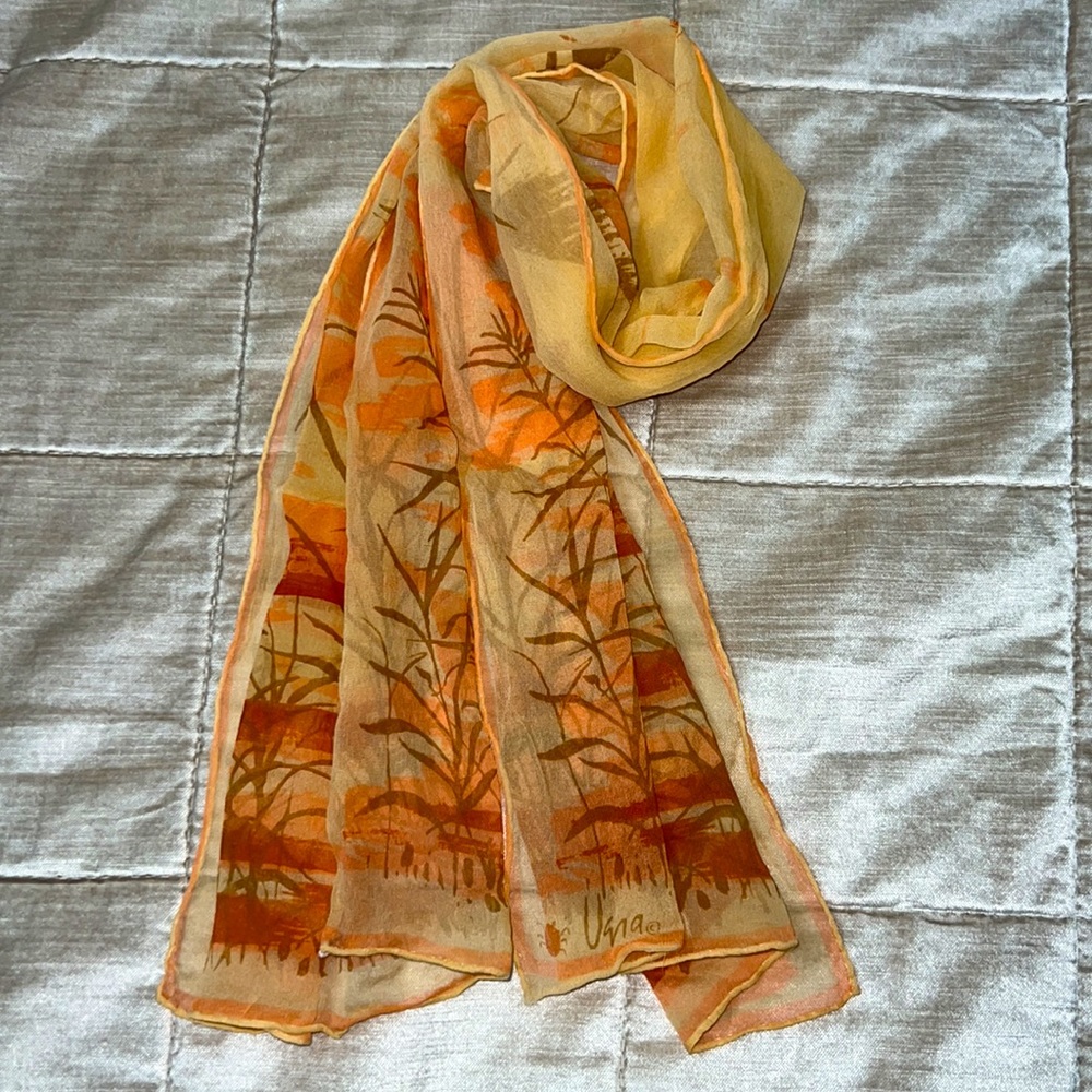 Vera Rustic image of landscape, Vera Neumann Scarf. Chiffon, light and airy!